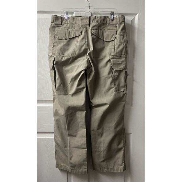 True Spec Womens Cargo Pants Khaki Plus 14 Straight Leg Utility Work Ripstop Euc - Picture 2 of 11